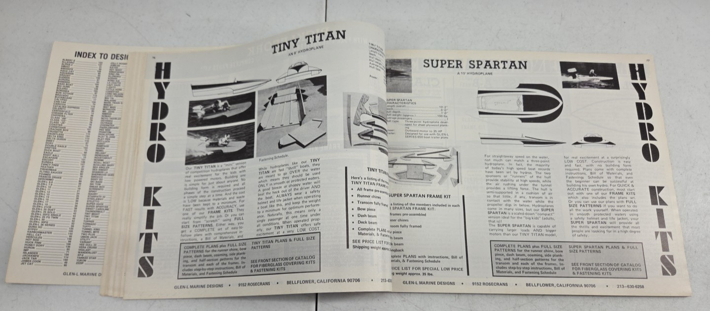 Vintage 1985 Glen Marine Designs Catalog Boat Designs Frame Kits Patterns