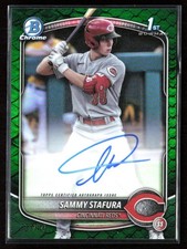 Sammy Stafura 2025 Bowman Chrome Prospect Autographs Green Riptillian Auto /99