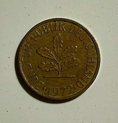 1972-G West Germany 5 Pfennig KM# 107 Karlsruhe Mint Oak Seedling