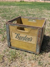 Bordens Vtg Metal Fiberglass Milk Crate Deposit Case, 73 , Houston Texas