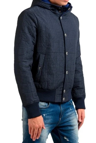 Versace Collection Men's Blue Button Up Insulated Hooded Windbreaker US M IT 50 image 2