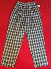 Vintage 1987 Ollie High Waist Blue/White Plaid Mom Pants NWTs Size 12