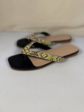Women  s New Multi Color Beaded Flip Flops Size 7