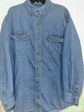 VTG Key Cowboy Work Shirt 3XL Regular Blue Jean Denim button Long Sleeve