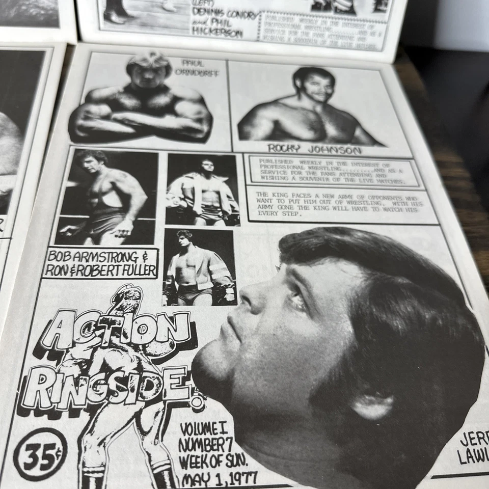 Lote de 4 programas de lucha libre Action Ringside Memphis 1977 Vol 1 #6-9 Foto 2 de 4