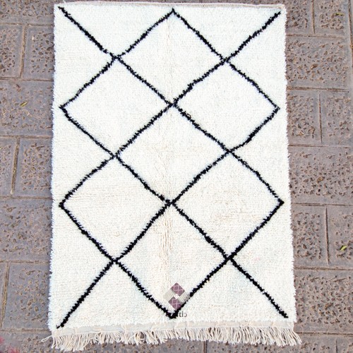 Berber Rug 3x5 Wool Moroccan Beni Ourain Handmade Tribal Neutral scandi Boho Rug - Picture 5 of 10