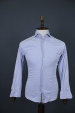 Eton Super Slim Light Blue Twill Cotton Spread Collar Dress Shirt Size 38 / 15
