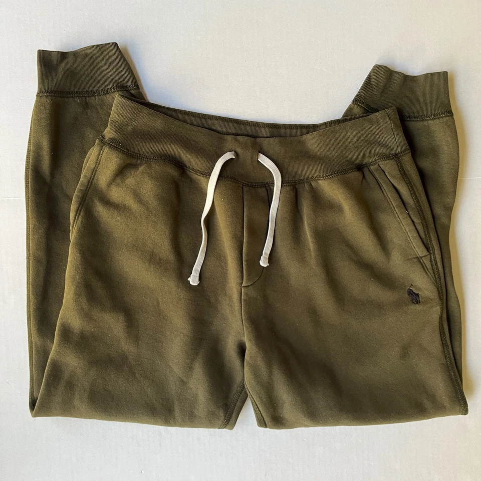 Polo Ralph Lauren 运动裤慢跑男式 M 抽绳橄榄绿色运动休闲 — 第 4/4 张图片