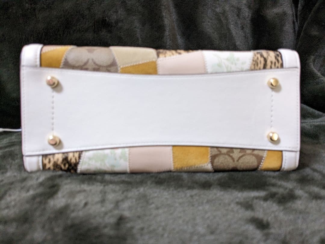 Coach patchwork leather handbag multicolor 2-way … - image 4