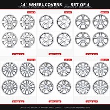Open Box Set Of 4 14 Silver Snap-on Hubcaps Wheel Covers For Steel Rims