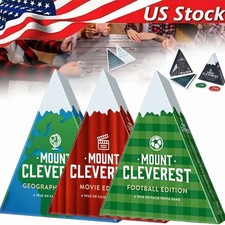 Mount Cleverest /Movies/Geography Edition Family Party Card Trivia Game JQ