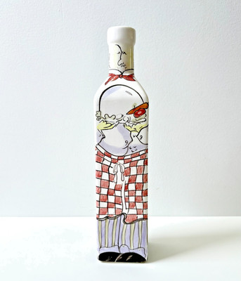 Vintage 1980s Ceramic Chef Oil Bottle Carrie Olsen Garrard  11'' tall