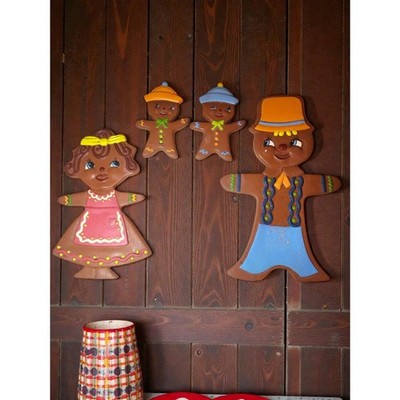 VTG 1975 Arner's Ceramic Gingerbread Family Wall Plaques Set 4 - Country Kitchen