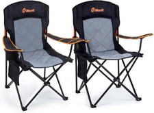 EMERIT 2 Pack Oversized Padded Camping Chair, 350LB Heavy Duty Quad Fold Chair w