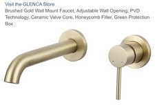 Brushed Gold Wall Mount Faucet, Adjustable Wall Opening