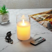 Flammenlose Kerzen Aufladbar Mit Fernbedienung Und Timer 7,5X15Cm Festlich