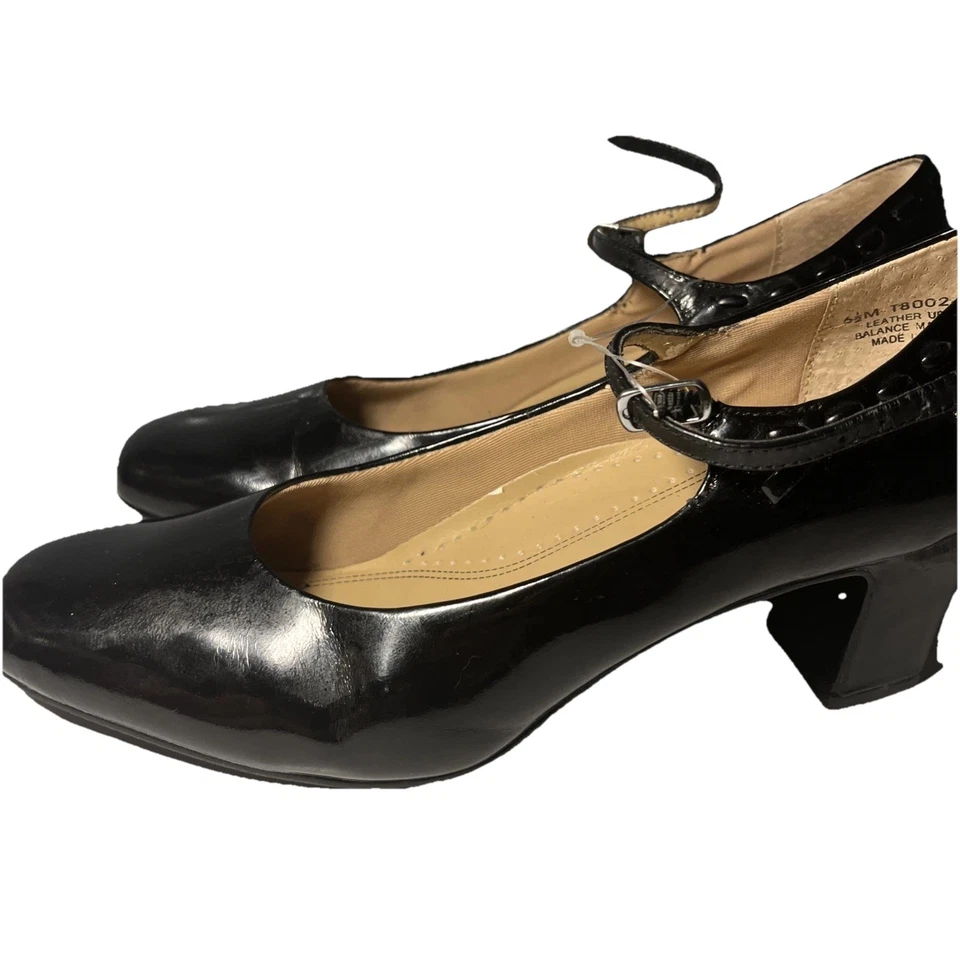 Trotters Negro Charol Mary Jane Bloque Tacones Mujer 6.5M Foto 3 de 4