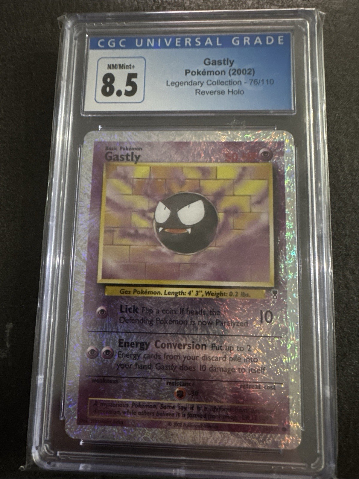 CGC 8.5 NM/MINT+ Gastly 76/110 Legendary (collection) Reverse Holo Pokemon Card