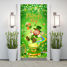 St. Patrick's Day Clover Door Cover Banner - Gnome Decoration 3x6 Ft