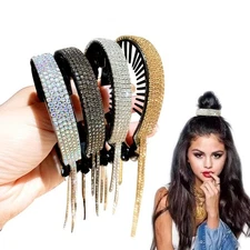 4Pcs Rhinestone Claw Hair Clips for Buns and Thin Hair, Tassel Bun Pieces wit...