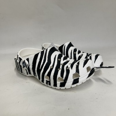 Crocs  Unisex Classic Animal Print Clog Zebra  Black White  Men s 5/Women 7 New