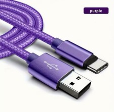 Purple Aluminum Braided USB to USB-C Charging  Data Sync Cable Durable