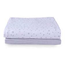 Clair-de-lune Stars & Stripes 2 Pack Fitted Cot Sheets - 120 x 60 cm
