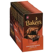 Baker's Premium Unsweetened Chocolate Baking Bars – 12 Pack (4 oz / 113g Each)