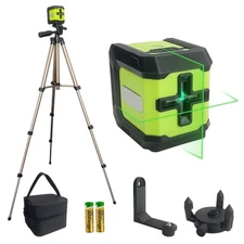 Cross Line Laser Level with Tripod, 100Ft Self-leveling Green Cross Line Lase...