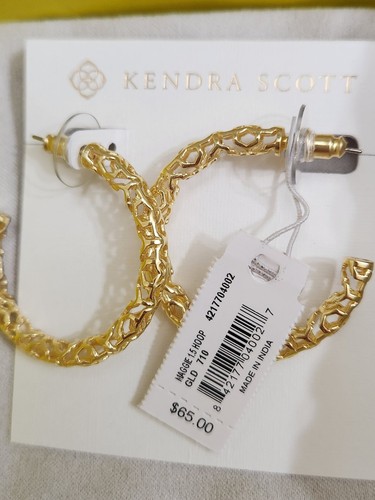 Kendra Scott Maggie Small Filigree Hoop Earring Gold NWT - Picture 5 of 10