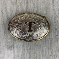 AMINCO THE HERITAGE COLLECTION SSP GP TWO TONE "T  VINTAGE BELT BUCKLE