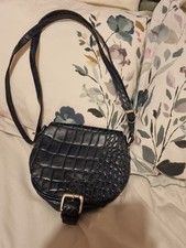 Geuine Real Leather Satchel Style Bag Navy Blue