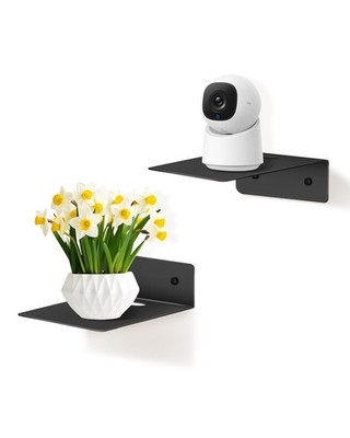 2 Pack Black Floating Shelves for Wall, Small, Metal, Bathroom, Bedroom, Mini