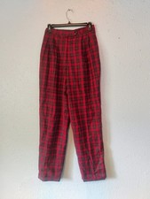 Georgio Sant Angelo Vintage 100 Wool Checkered Red Pants Size 8 Great Shape VTG