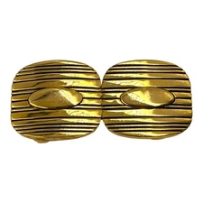 Vintage Douglas Paquette Gold Belt Buckle 1980s 1990s Striped Art Deco Geometric