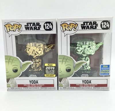 2  NEW- Star Wars Yoda Funko Pop Figures- 2019 Galactic + Summer Con Ex