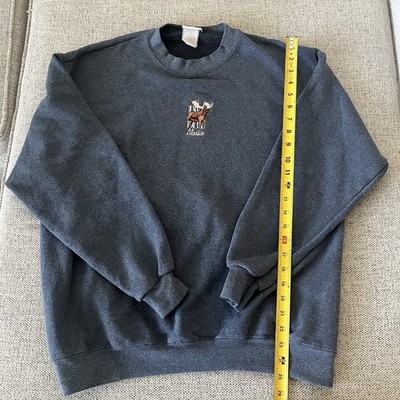 Lee VTG Heavyweight Embroidered Alaska Moose Gray Pullover Sweatshirt Men's M