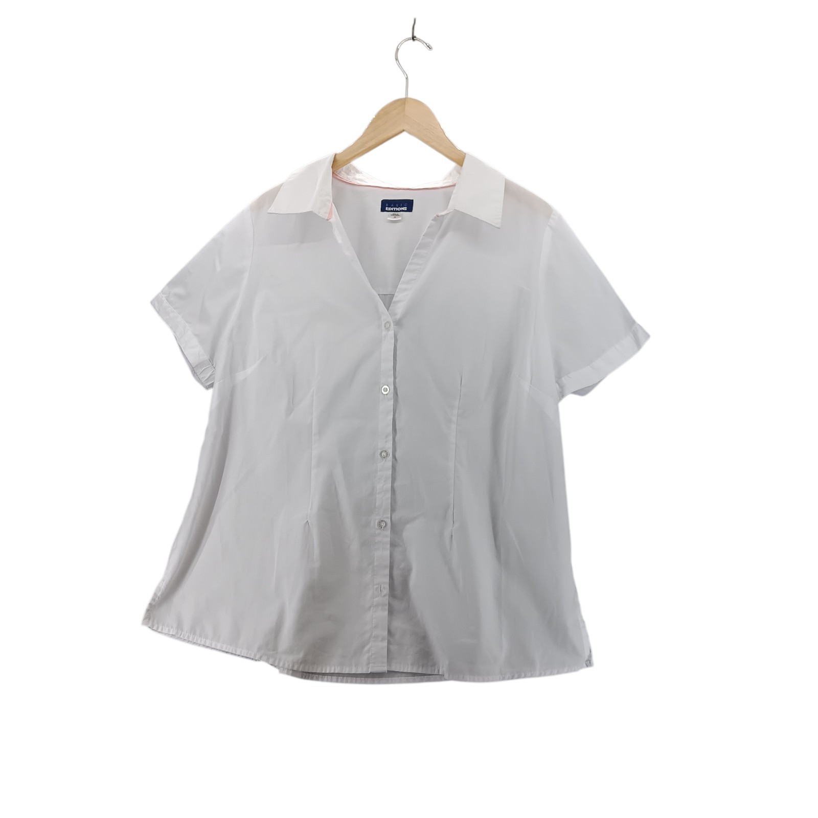 Basic Editions White Button Down Blouse Short Sle… - image 2