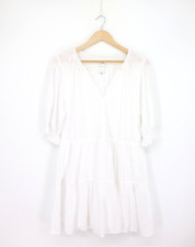 VELVET By G & S Leighton Cotton Slub Gauze Tiered Dress White S $239 H4
