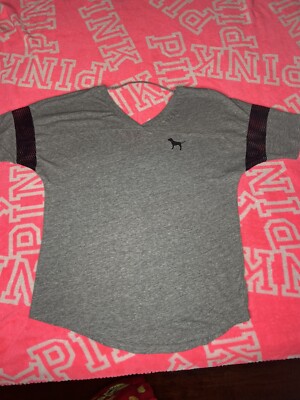 Victoria s Secret Pink Sequence Short Sleeve Knit Tee Shirt Size S Casual Top