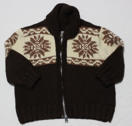 Vintage Women’s Handmade Wool Cowichan Snowflake Cardigan Zip Sweater Size XS - Picture 2 of 11