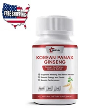 Korean Red Panax Ginseng Capsules 1600mg Extra High Strength NON-GMO Ginsenoside