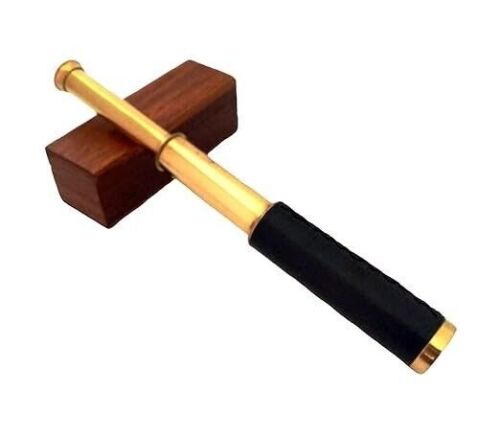 Handheld Brass Telescope with Anchor Wooden Box - Pirate Collection Rustic Gift - Picture 1 of 4