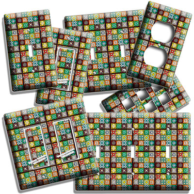 COLORFUL SMALL MEXICAN TILES STYLE LIGHT SWITCH OUTLET WALL PLATES KITCHEN DECOR