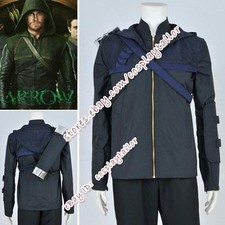 Green Arrow Oliver Queen Cosplay Costume Jacket Coat Hood Hand Guard Quiver Belt