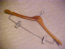 VTG 1 Wooden Clothing Hanger Coats Suits Jackets Trousers Slacks Pants Skirts