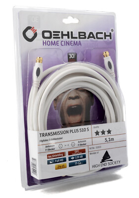 Oehlbach TRANSMISSION PLUS 510 S Antennen Kabel F-Stecker SAT 5,1m Koax weiß 295