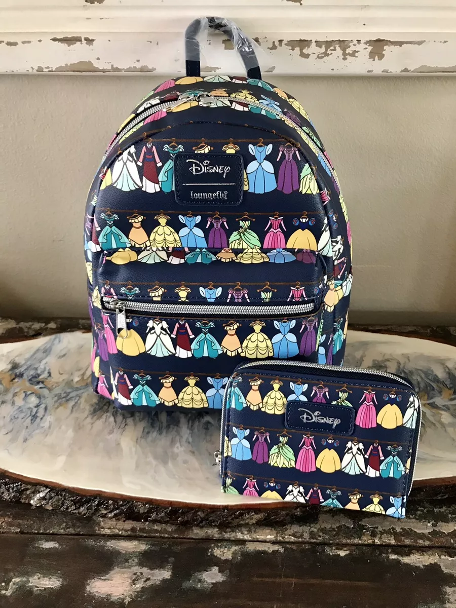 Loungefly Disney Princess Dress Closet Mini Backpack Wallet NWT