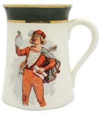 Vintage German Style Drink Mug Image of Blonde Guitarist Gold Rimmed