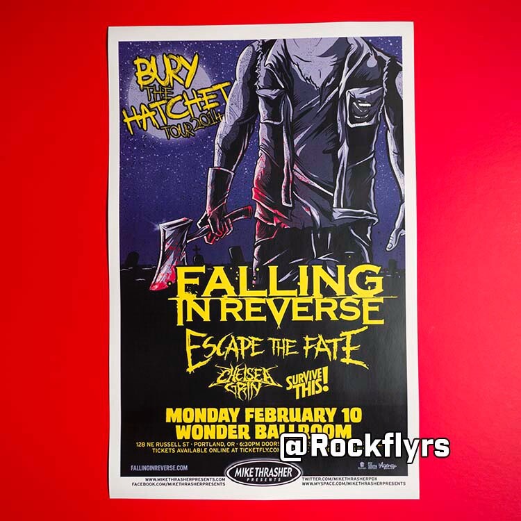 FALLING IN REVERSE 2014 Concert Promo 11x17 Street Poster. Portland Oregon.